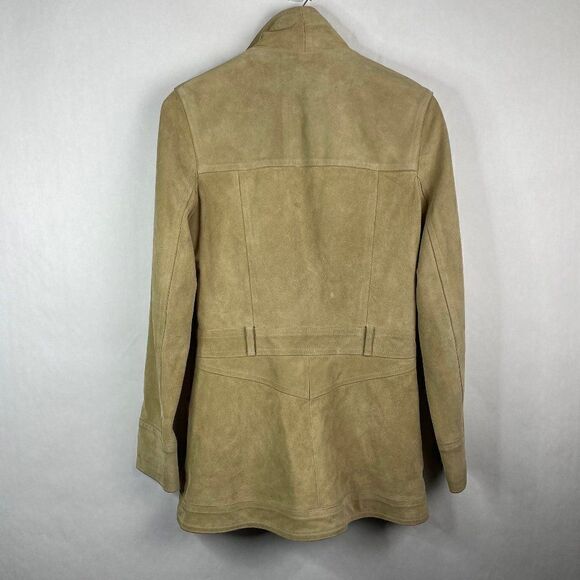 Oscar Leopold 100% Calf Suede Jacket  Button Down  Pockets Beige Tan Small - Picture 4 of 4